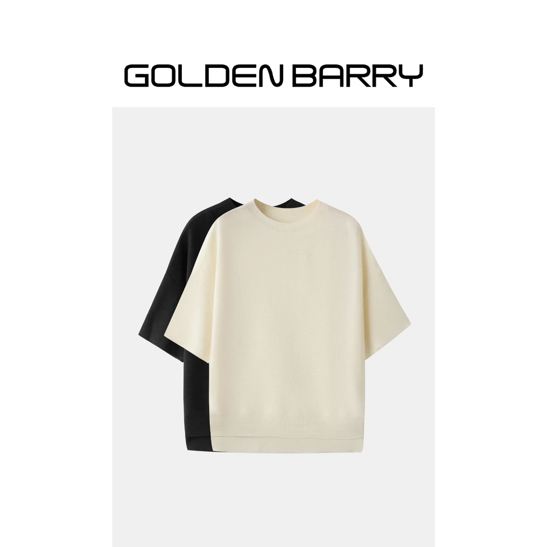 GOLDENBARRY|241203百搭纯色优雅圆领套头无缝一体超宽松蝙蝠衫