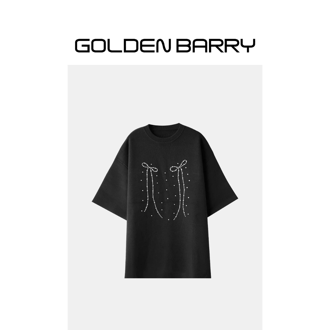 GOLDENBARRY|246421烫钻蝴蝶结圆领毛衣