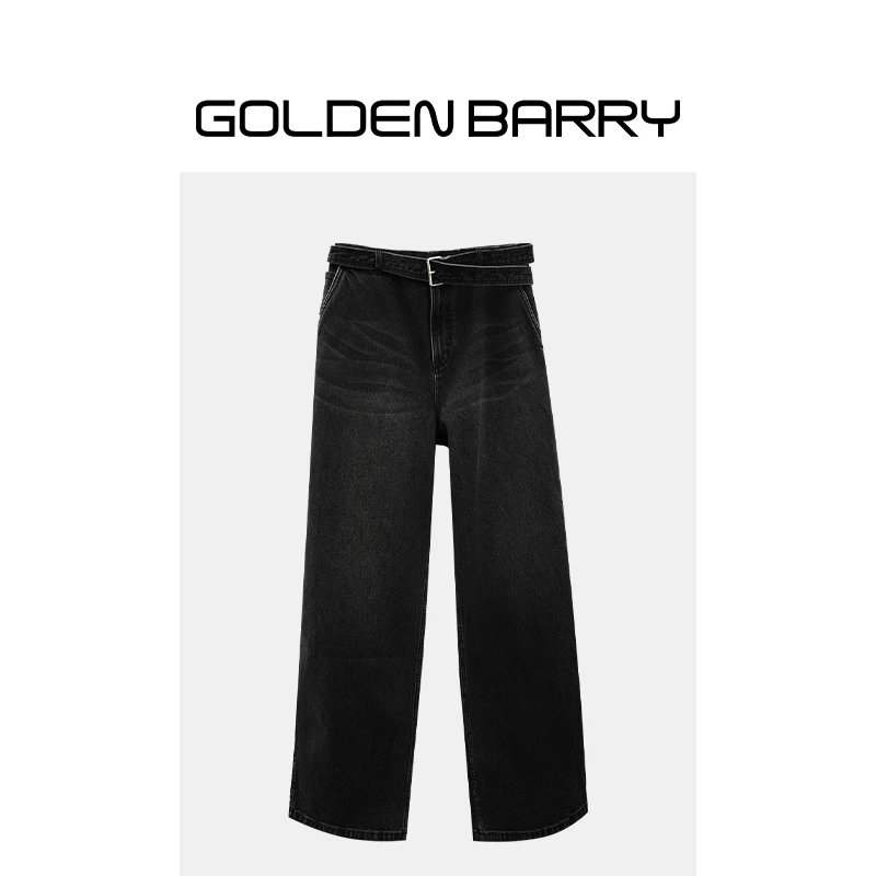 GOLDENBARRY|501123美式复古黑色牛仔阔腿裤