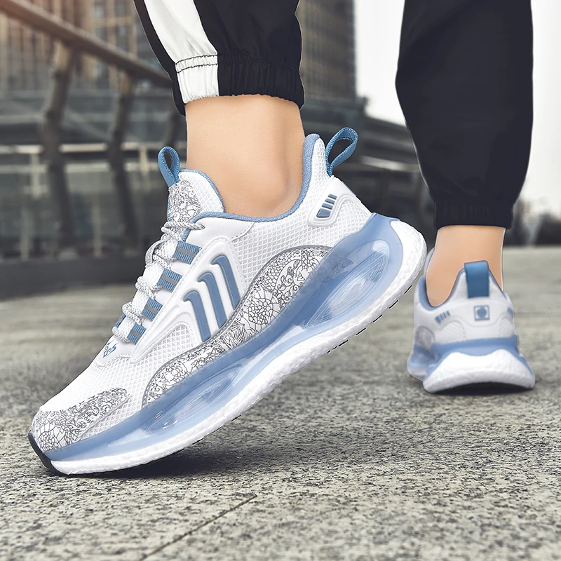 苹果网面透气休闲时尚百搭运动情侣爆米花加气垫夜光跑鞋-870