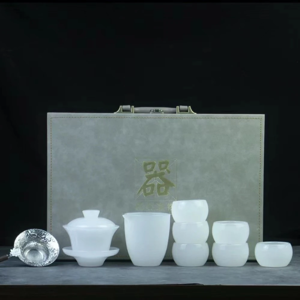 汉白玉琉璃功夫茶具套装轻奢高档家用办公室用高端礼盒送礼自用
