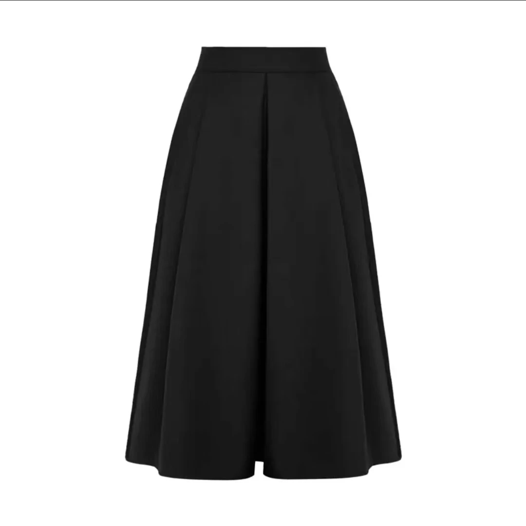 DEEP BREATH深呼吸伞裙压褶醋酸绵羊毛显瘦百搭半裙气质A200294