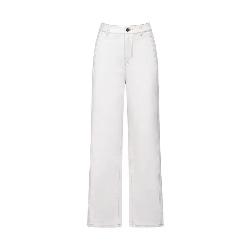 DEEP BREATH深呼吸时尚百搭撞色线大口袋直筒加绒牛仔裤A100298