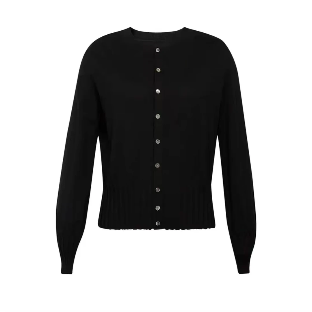 DEEP BREATH深呼吸简约圆领纯色廓形针织开衫女A401238