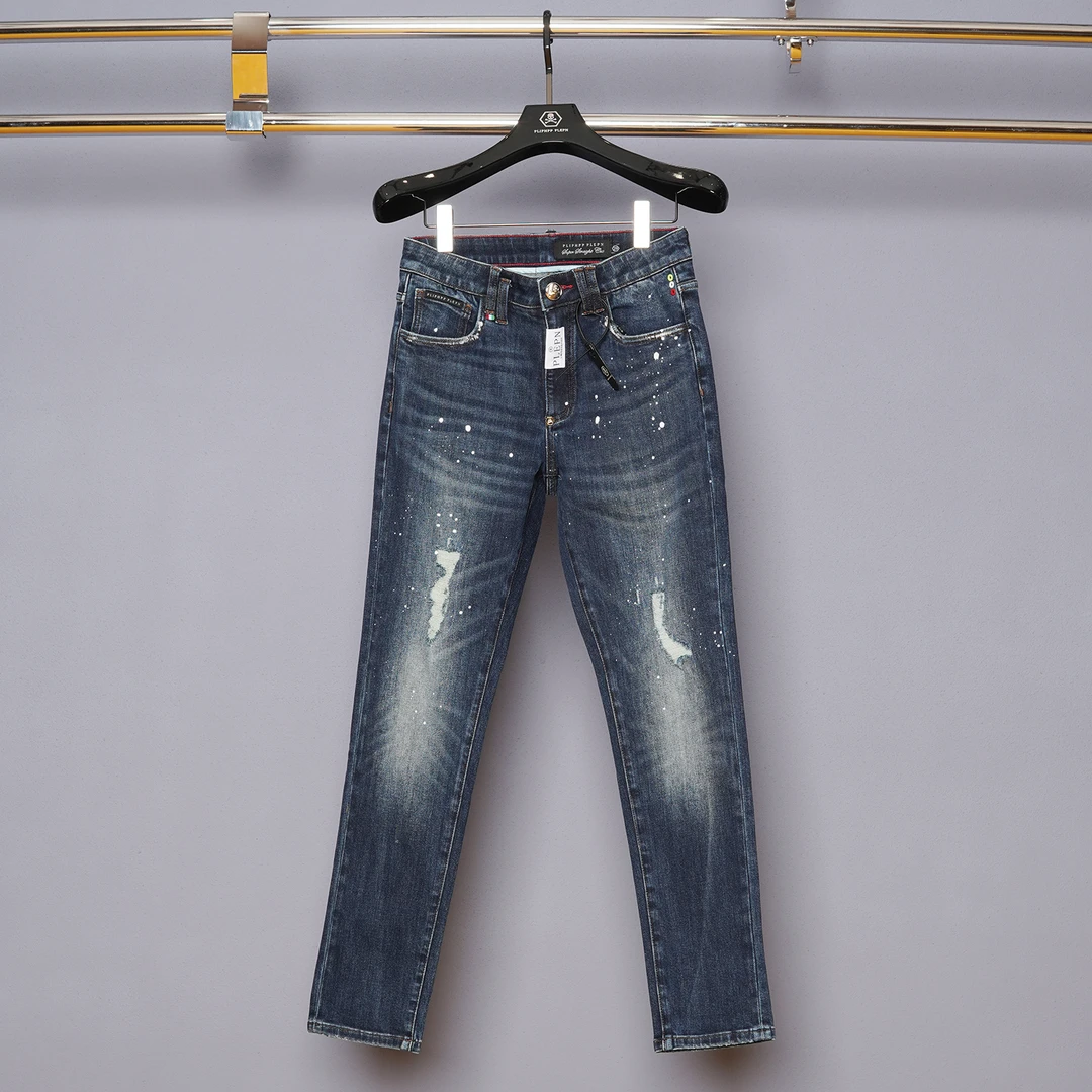 PLIPHPP PLEPN正品PP海军蓝水洗泼漆男士百搭直筒修身牛仔裤6306