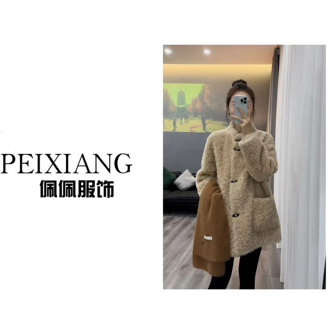 佩佩JA【小木扣毛毛外套】全羊毛外套  S1311 5115177 气质轻奢 仙