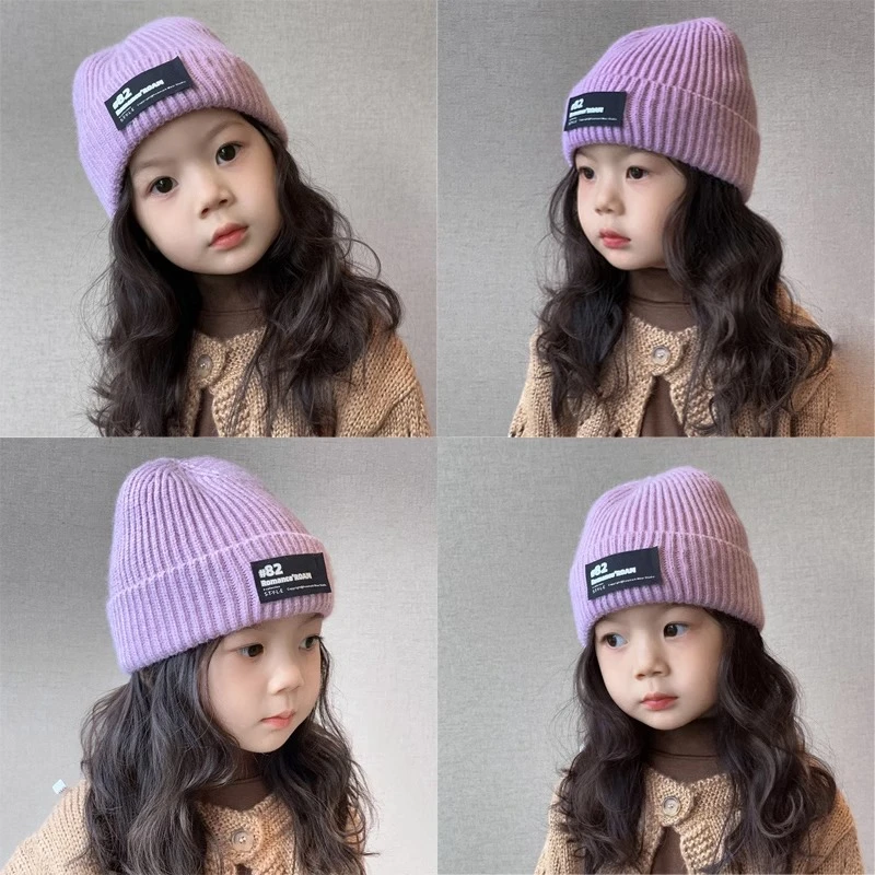 女童帽子秋冬款女宝宝毛线帽儿童套头帽女孩针织帽2023新款ins风