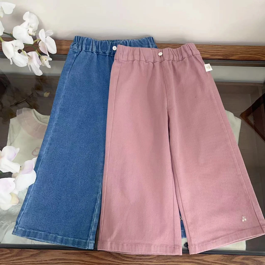 【Golden Cherry】女童高腰一粒扣简约时尚洋气直筒牛仔裤28570