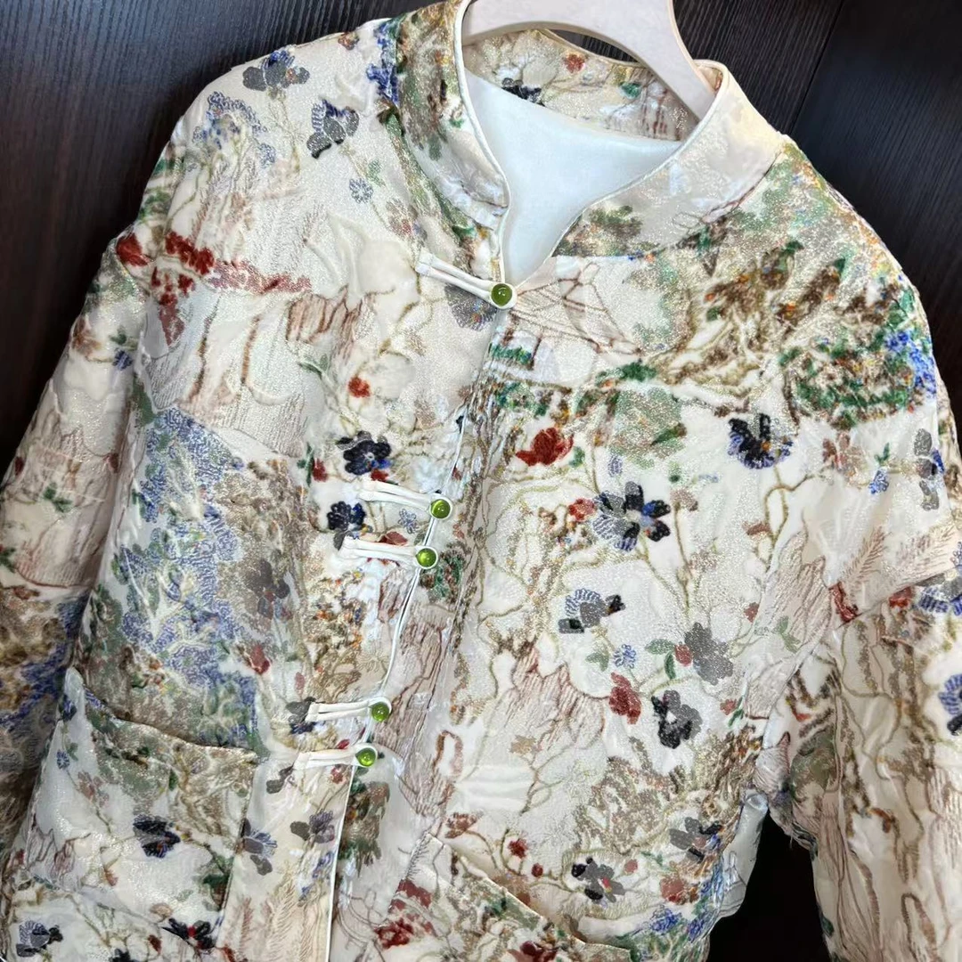 【沐木家】“高山流水”新中式  时尚气质国风刺绣加棉上衣 10692-1