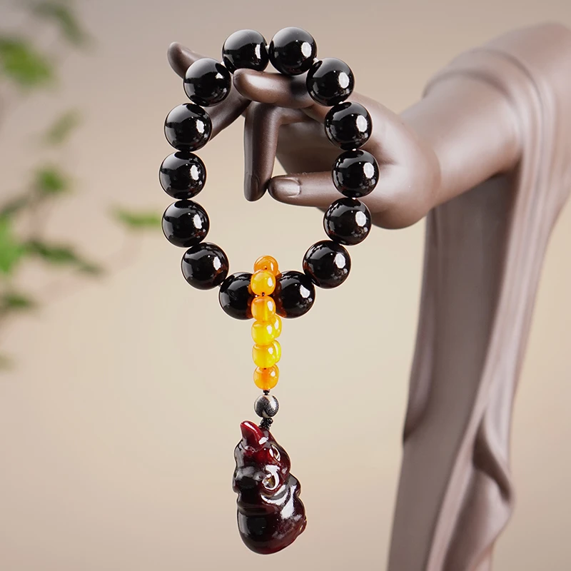 铜合金手链 【忆光】黑山羊羊角金丝牦牛角多宝手工手持多样性发一