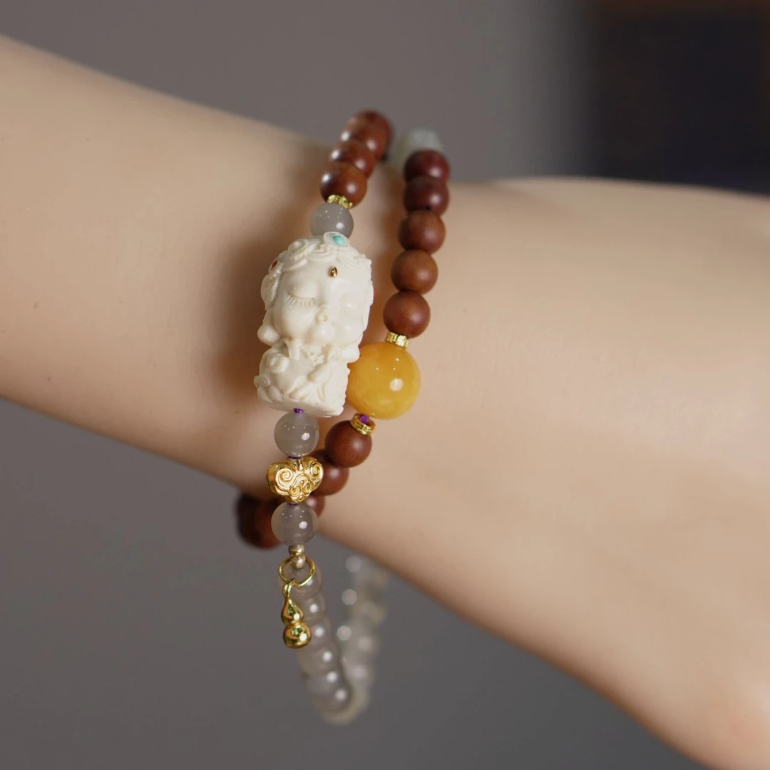 【娟儿自留】叨叨款猛犸牙九尾度母国风百搭显白气质手串