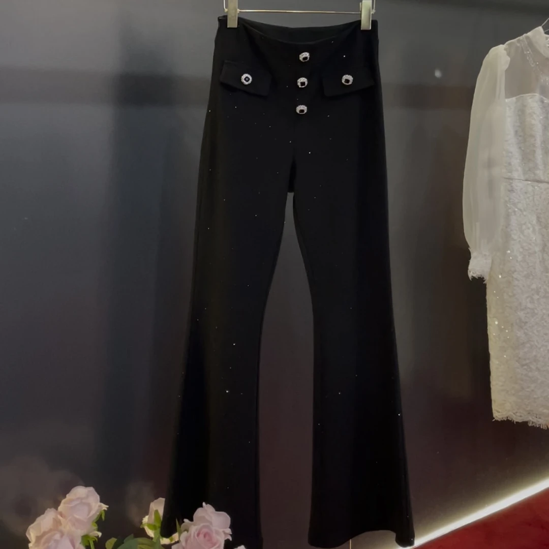 魅鹊 50907【满天星裤】 时尚洋气百搭高腰修身显瘦秋冬喇叭裤