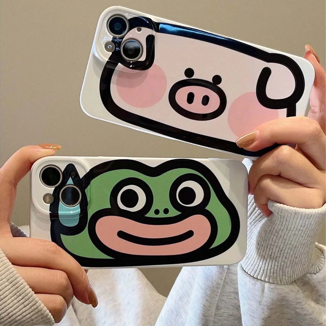 情侣款创意菲林粉猪绿蛙苹果14pro/华为/OPPO/vivo/小米手机壳硬