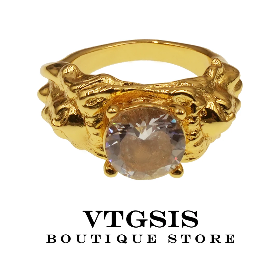 VTGSIS 合金琉璃戒指 宫廷风琉璃高贵使者金色戒指女高级感1262