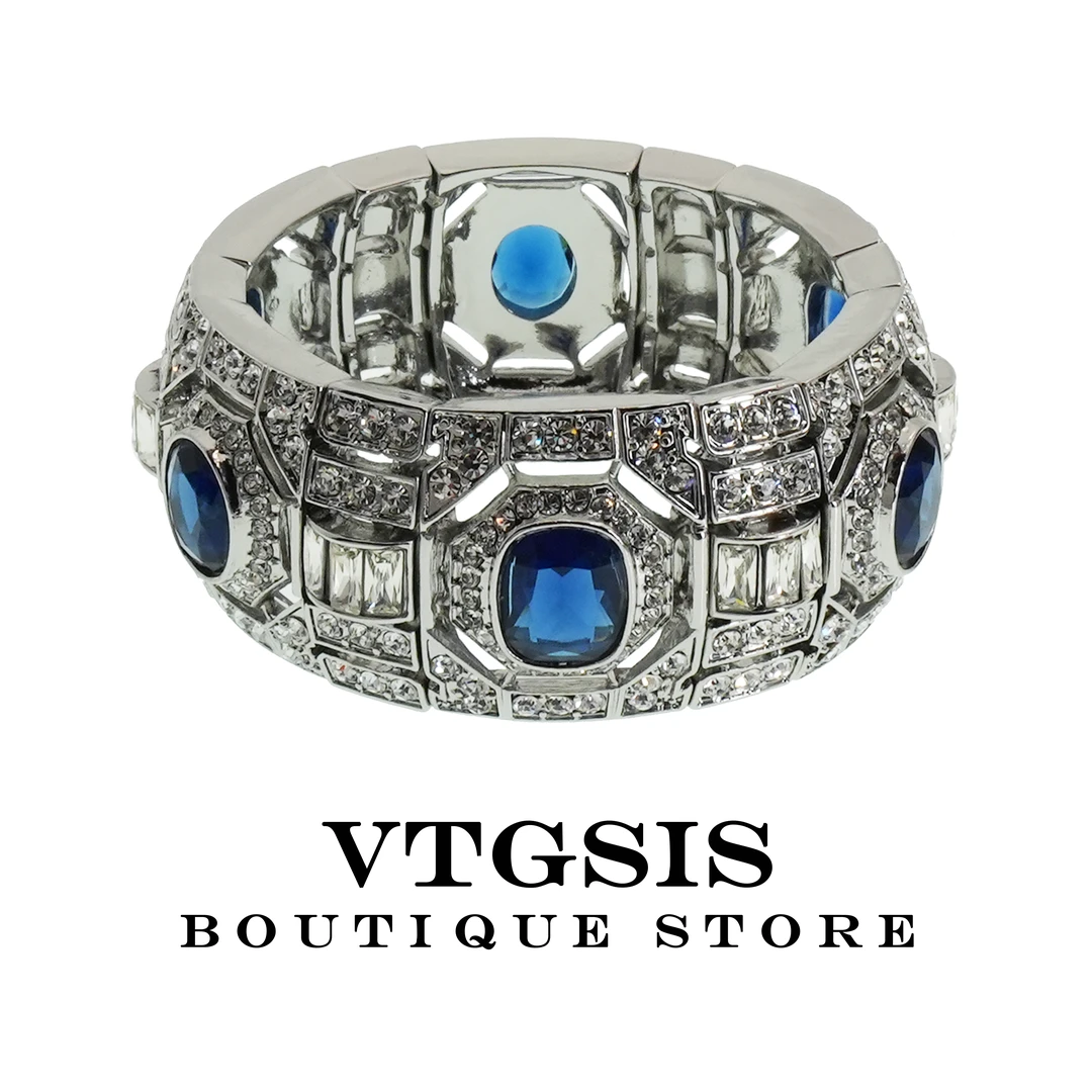 VTGSIS 合金合成锆石手镯 6240晚塘月色蓝色手镯饰品