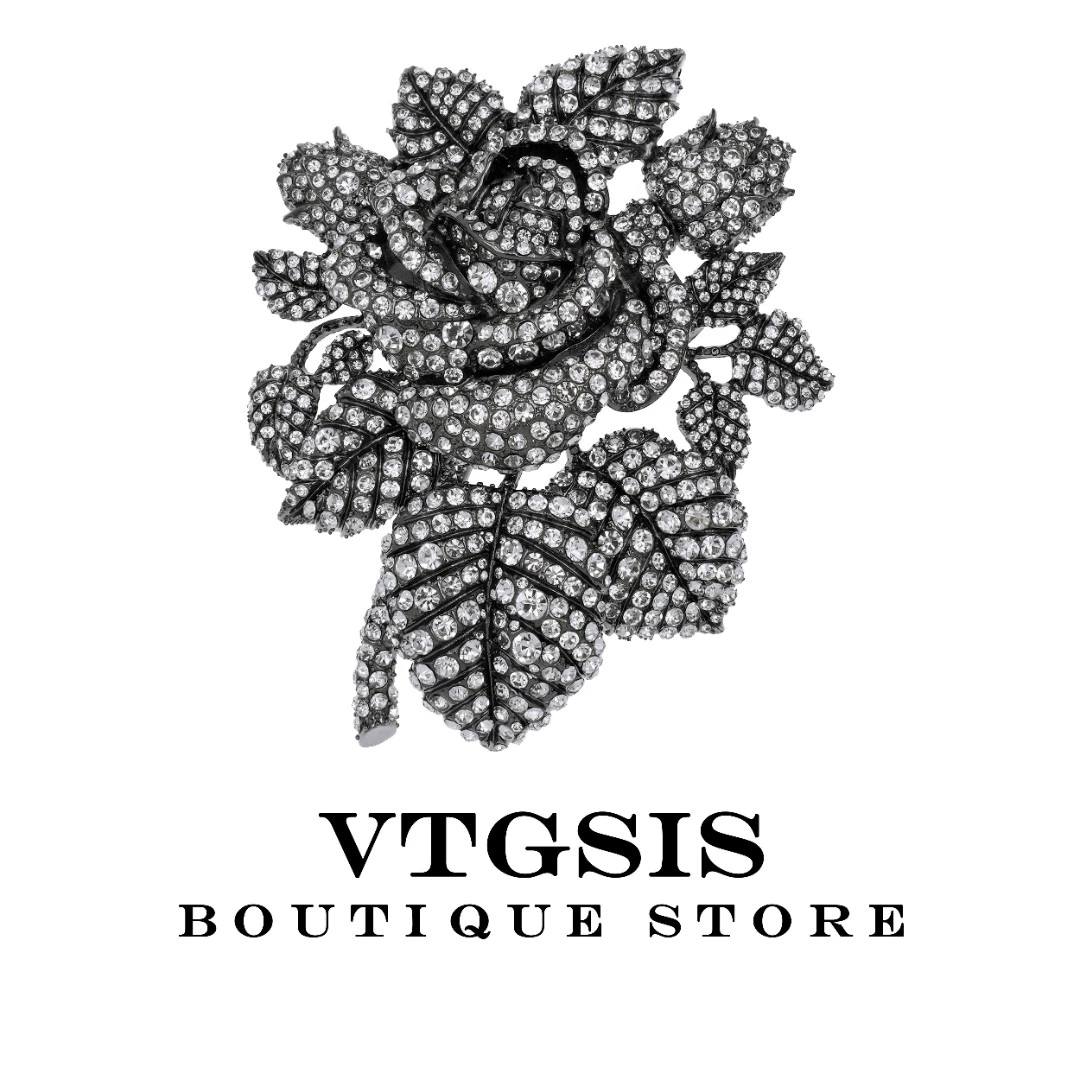 VTGSIS 合金合成锆石胸针 5953复古银色玫瑰花朵胸针【直播同价】