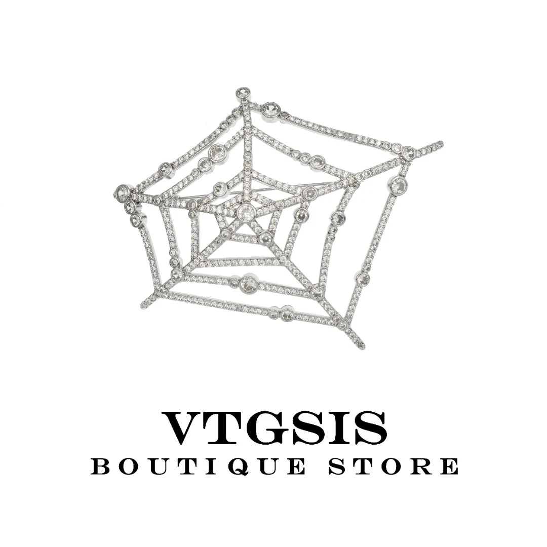 VTGSIS 合金合成锆石胸针 5983银色蜘蛛网胸针百搭女王【直播同价】
