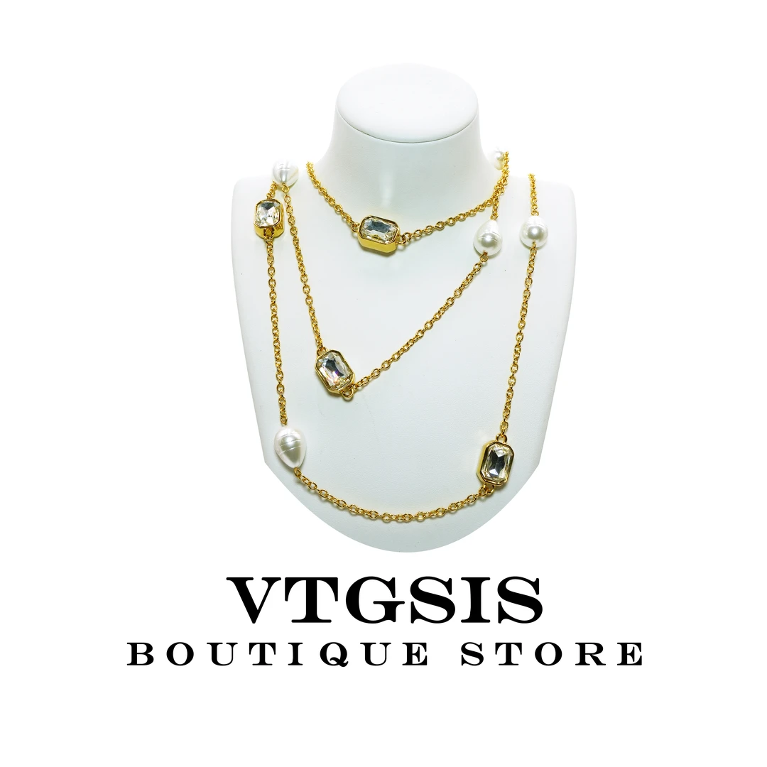 VTGSIS 合金项链 艾娜夫人金色珠珠项链时尚轻奢JSZZ3595