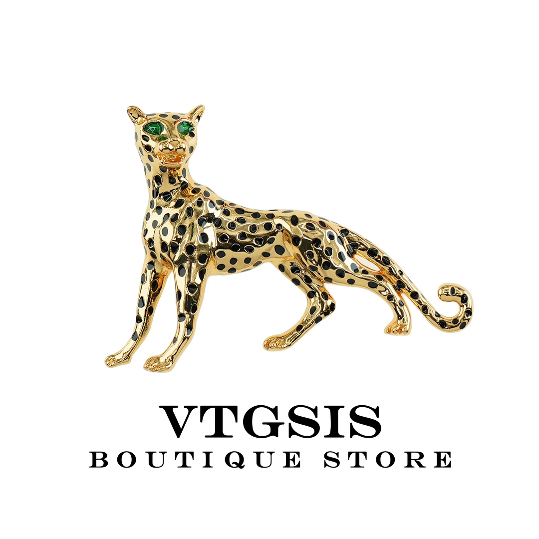 VTGSIS 合金琉璃胸针 5610动物款金色豹猫胸针时尚百搭【直播同价】