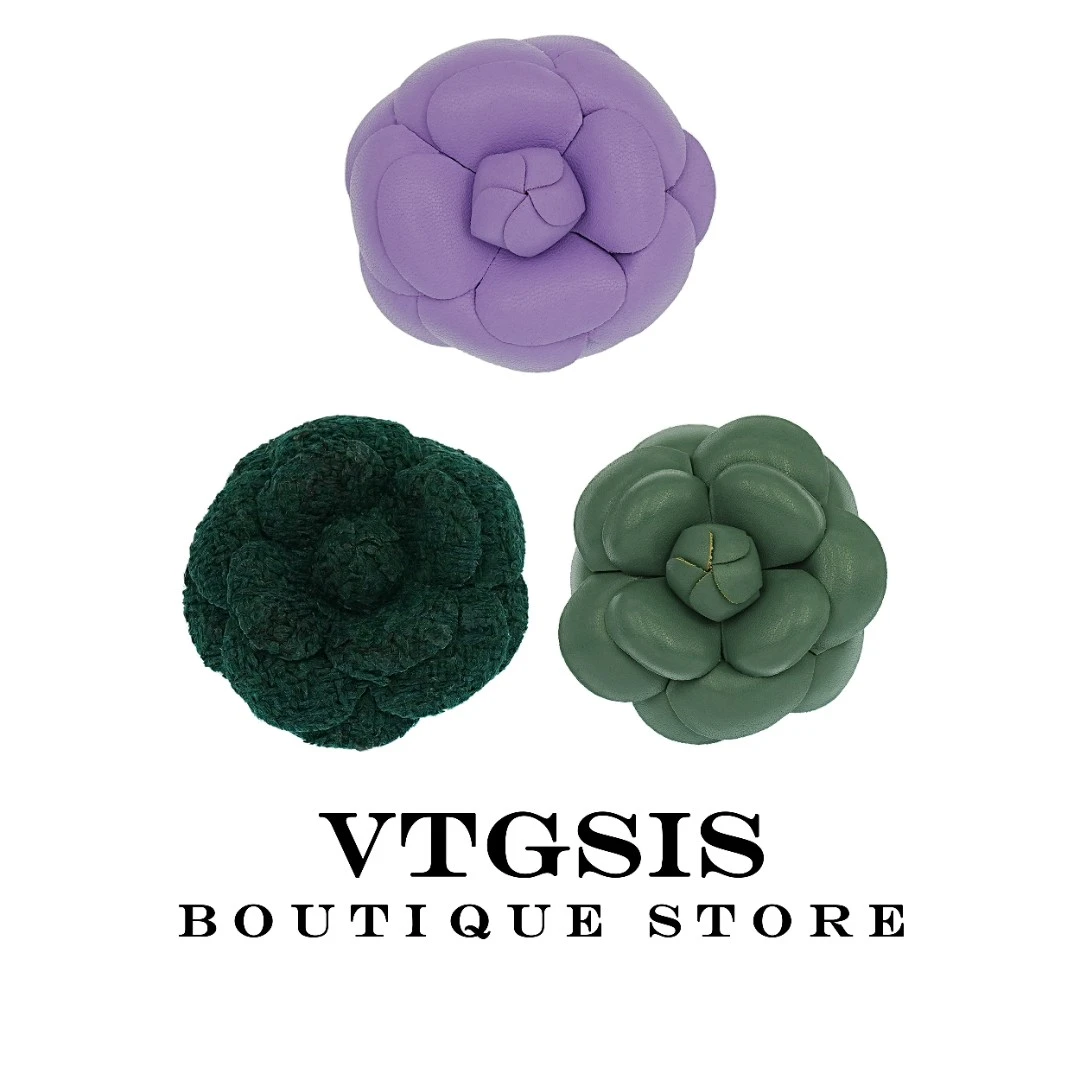 VTGSIS 非金属皮质胸针 5969复古山茶花胸针绿紫时尚【直播同价】