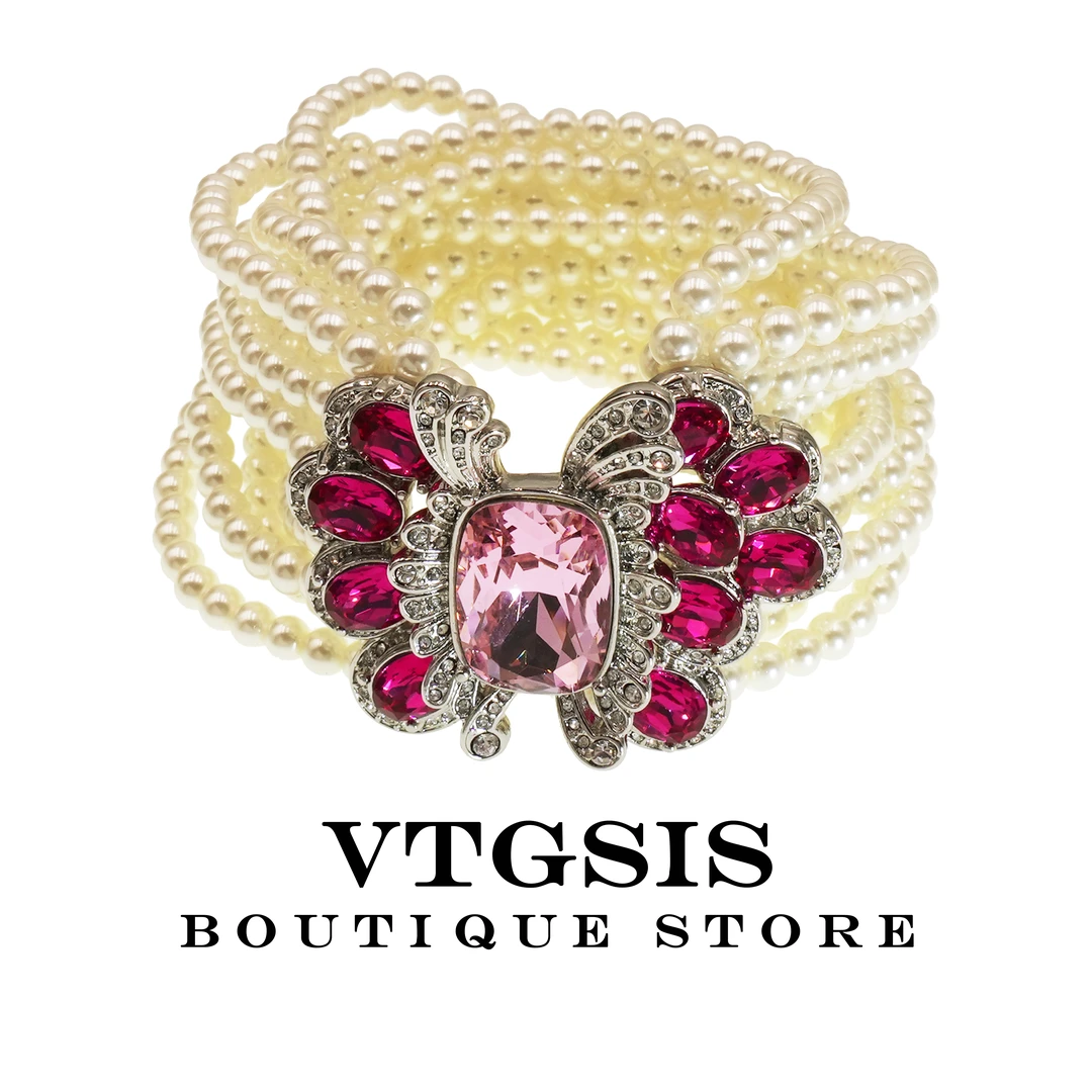 VTGSIS 合金琉璃手链 6220粉色甜心蝴蝶珠珠手链时尚【直播同价】