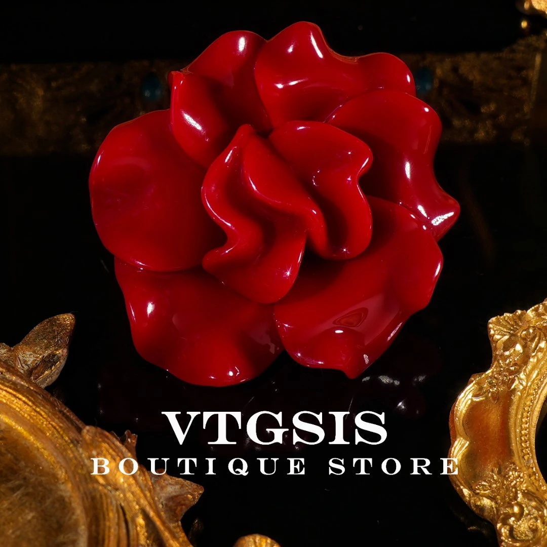 VTGSIS 合金树脂胸针 繁花似锦红色花朵胸针复古百搭时尚女51078