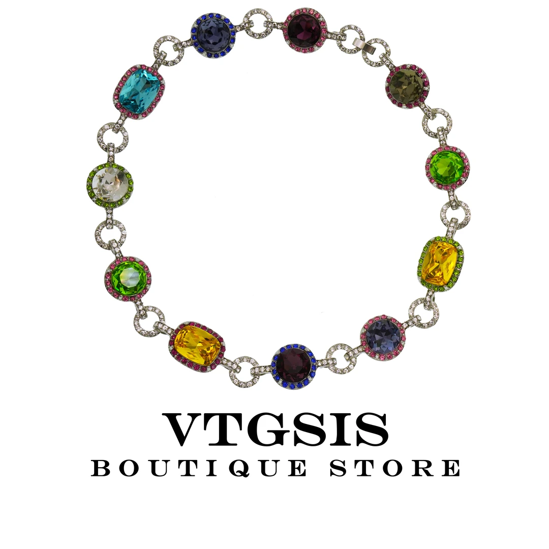 VTGSIS 合金琉璃项链 宫廷风糖果色锁骨链女款复古高级感项链3817