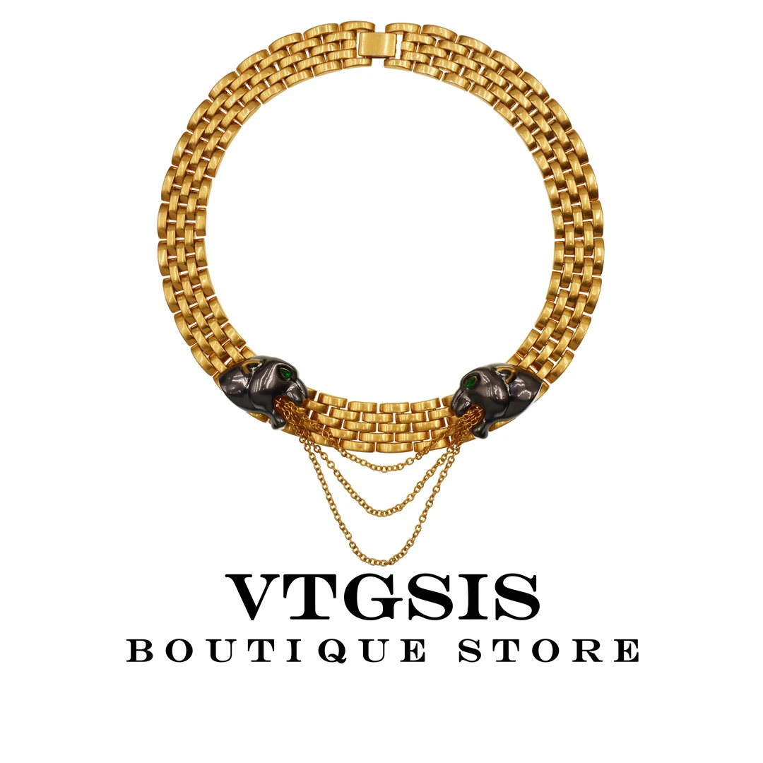 VTGSIS 合金项链 3777守护神兽时尚豹猫项圈项链轻奢【直播同价】