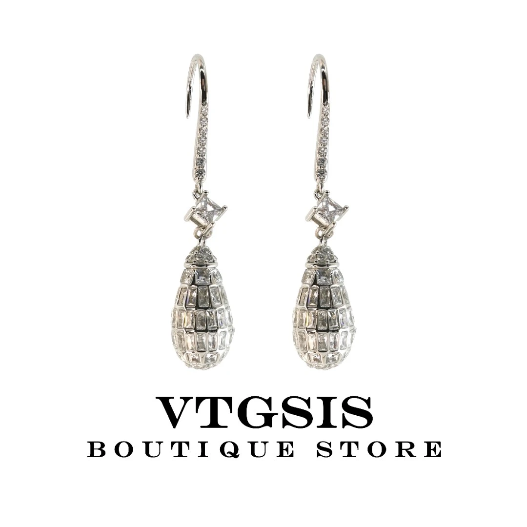 VTGSIS 合金合成锆石耳饰 复古百搭耳饰女通勤ins轻奢风耳钉21530