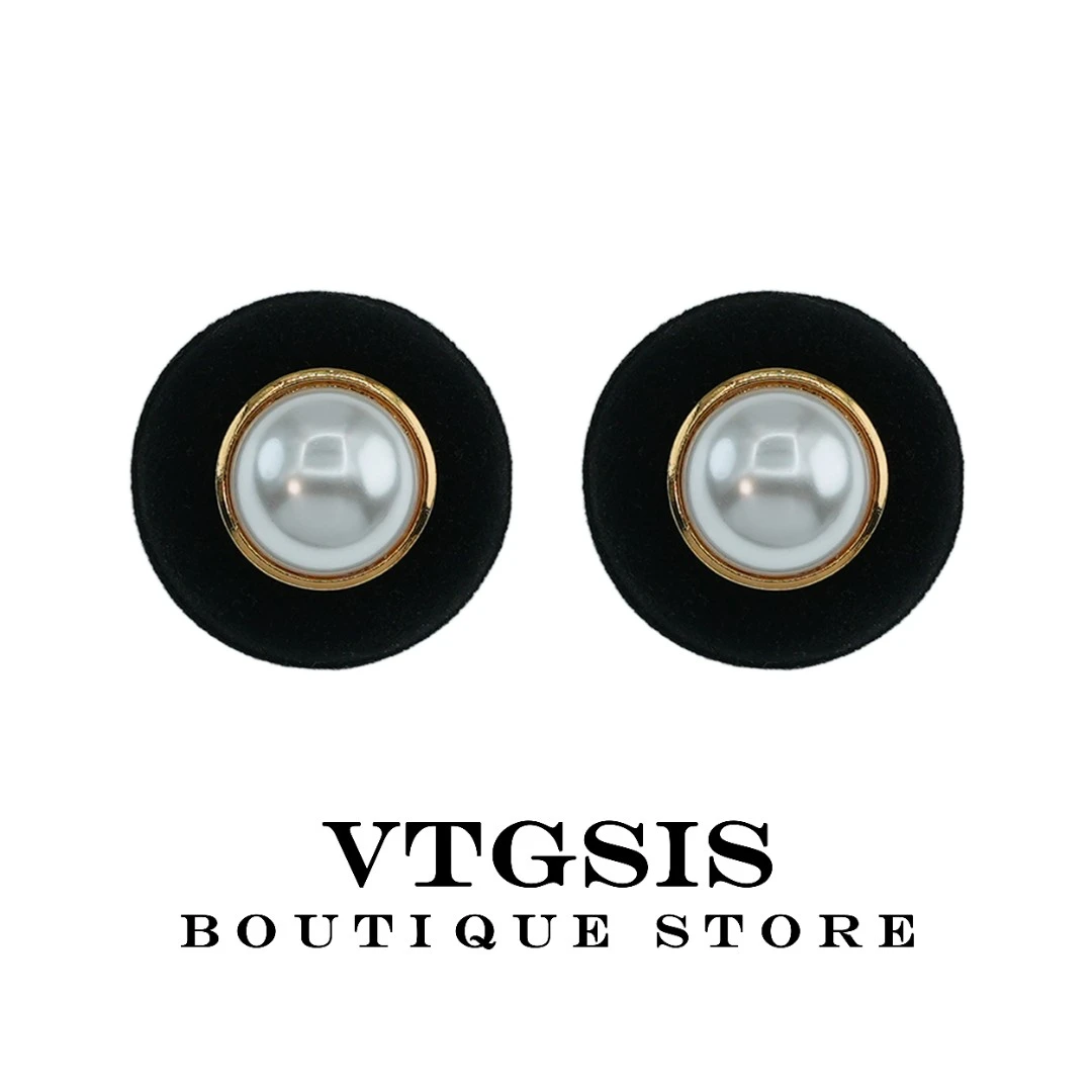 VTGSIS 合金布艺耳饰 21432黑色丝绒耳夹耳饰复古时尚【直播同价】