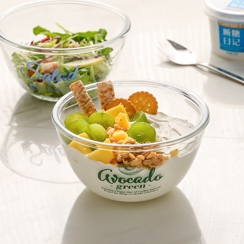 川岛屋透明沙拉碗玻璃家用特别好看的水果燕麦片早餐碗希腊酸奶碗