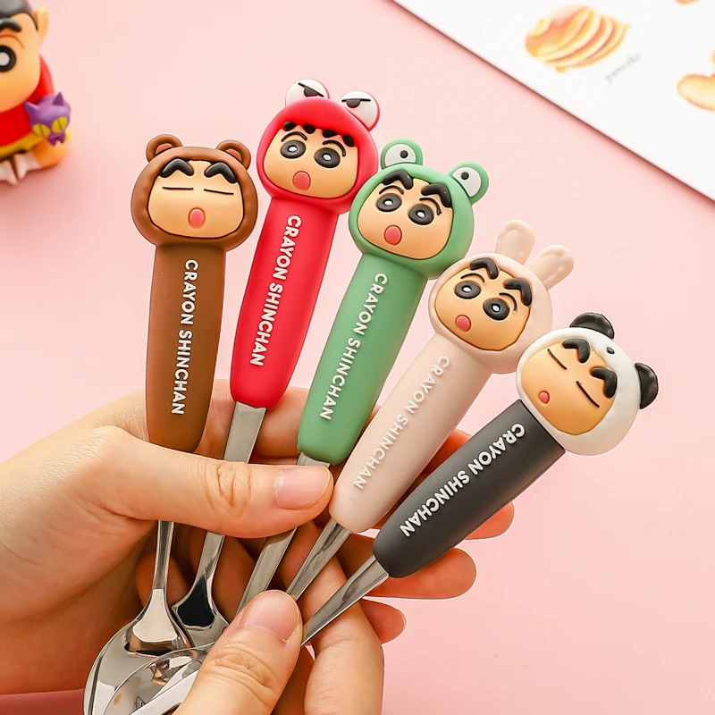 川岛屋蜡笔小新儿童勺子304不锈钢家用宝宝小餐勺汤匙高颜值叉勺