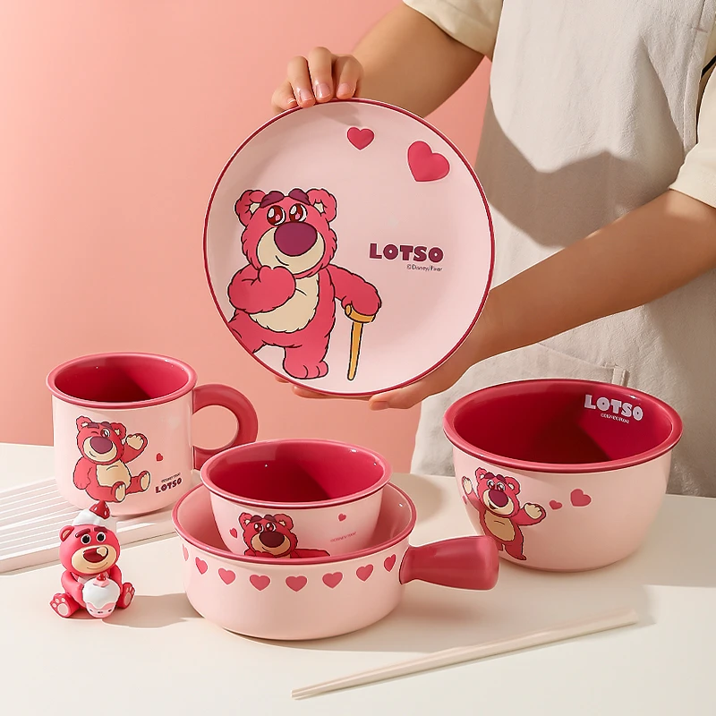 川岛屋迪士尼草莓熊餐具陶瓷碗家用可爱吃饭碗女生高颜值面碗盘子