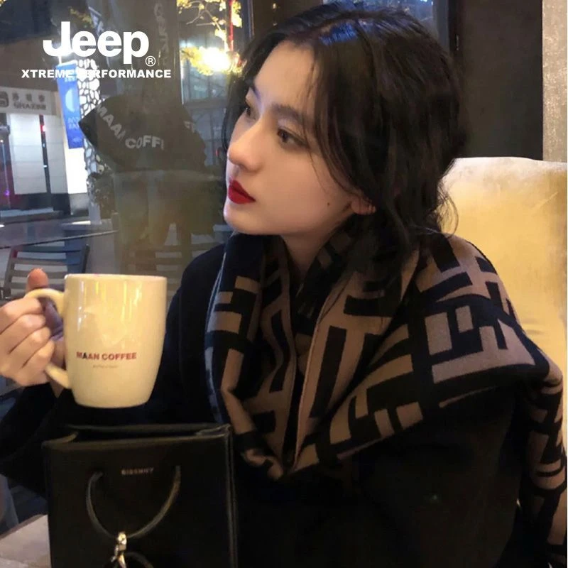 JEEP/吉普围巾女2024冬季新款百搭披肩韩版外搭加厚保暖围脖长款