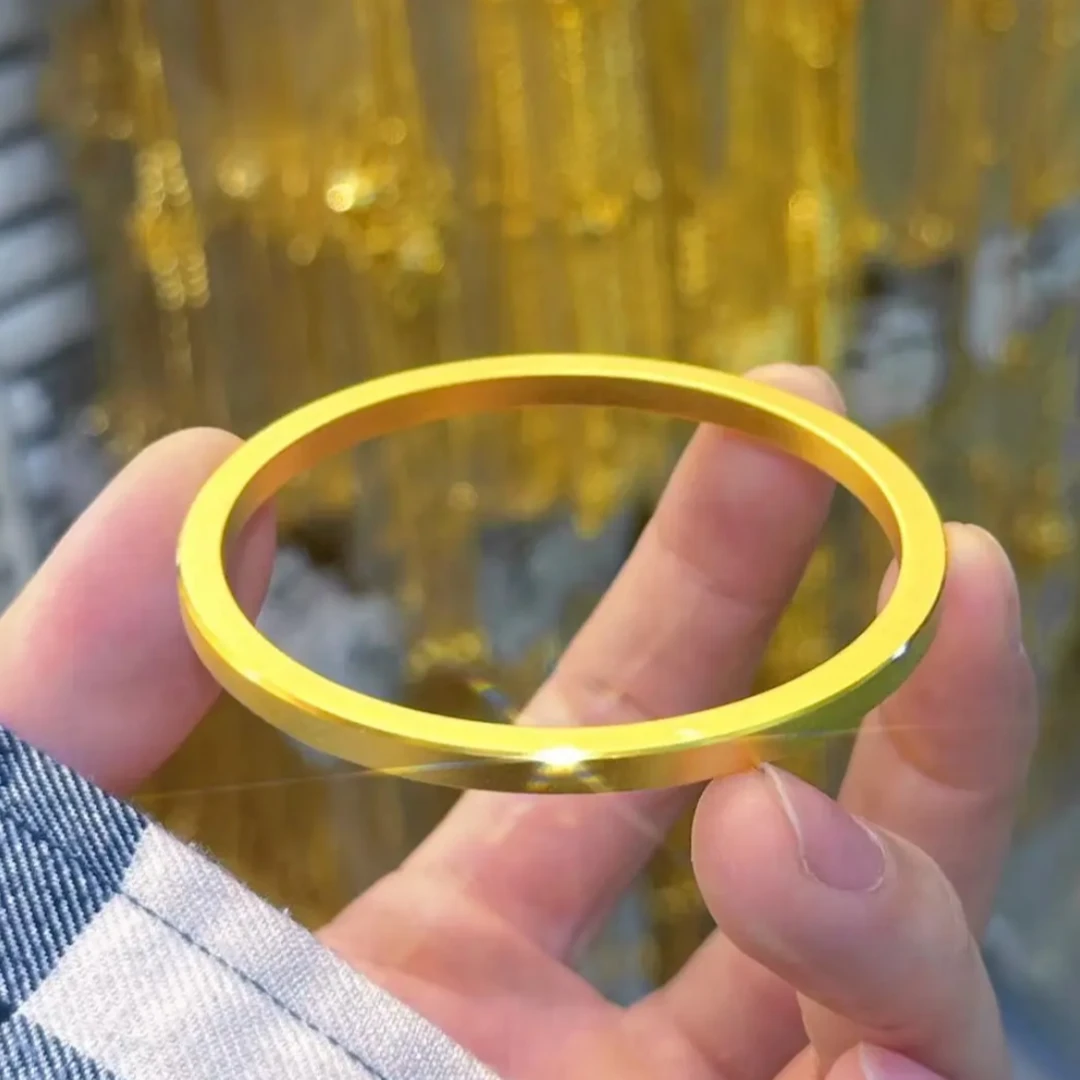 合金手镯  精工【古法平面方形手镯】气质轻奢时尚百搭镯子实心素款