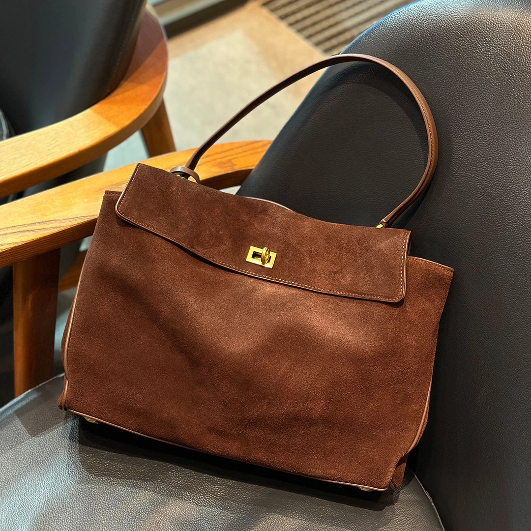 zhuxiaomeng凯莉托特包高丝光牛绒包包单肩包X296