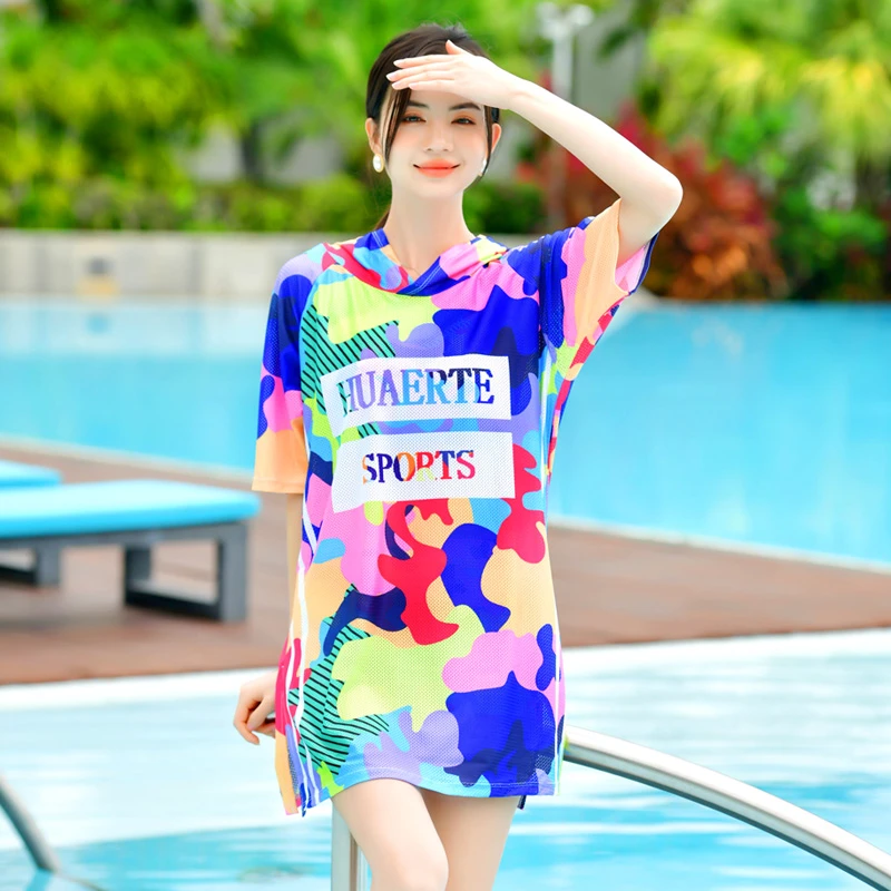 卡洛诗丹泳衣显瘦泳装温泉速干游泳遮肚保守女款时尚平角宽松印花