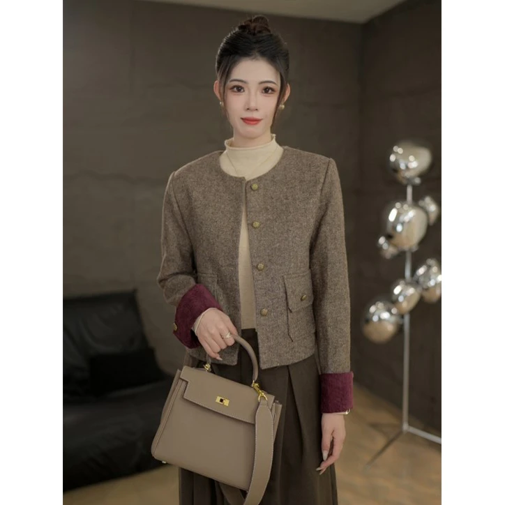 TITI定制【奥法庄园】轻奢气质小香风拼色百搭长袖外套女T1055016