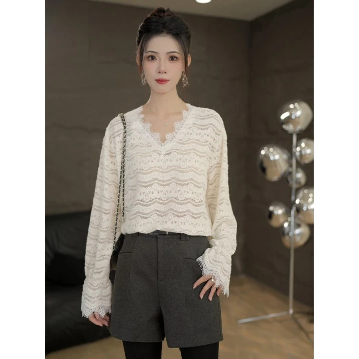 TITI定制【简爱日记】冬季新款轻奢气质蕾丝花边中长款上衣T241114