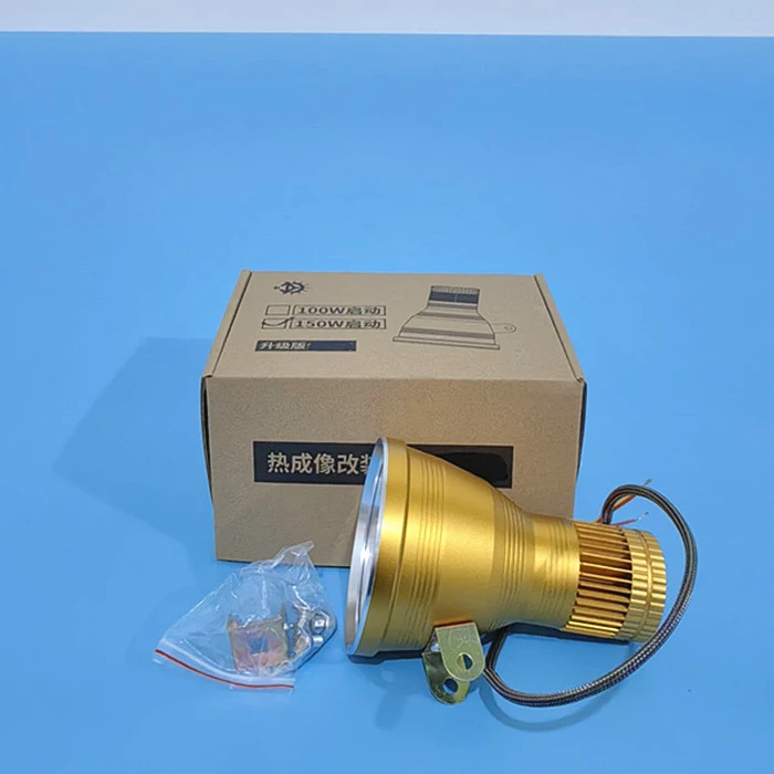 正品终结者歼灭炮强光疝气头戴手持超亮远射余光炮暖光接12V电池