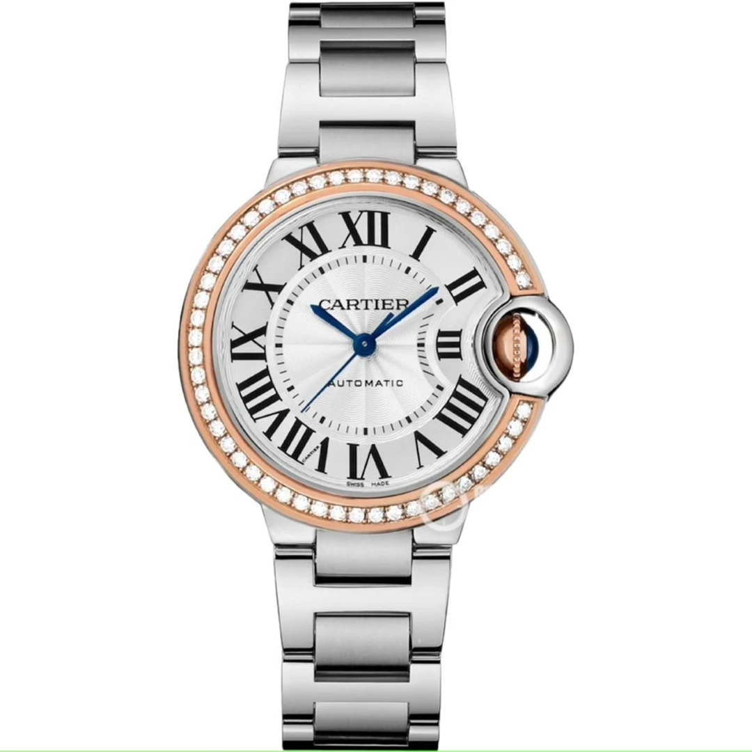 95新 Cartier/卡地亚 蓝气球/33mm自动机械/18k玫瑰金表圈原钻
