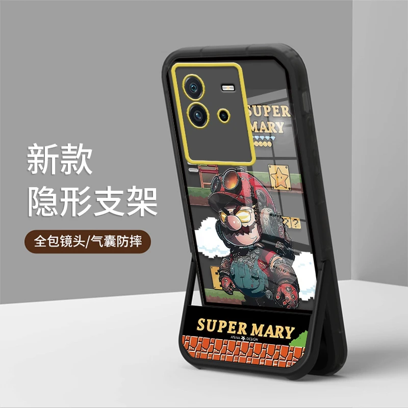 适用vivoiqooneo6手机壳隐形支架透明硅胶防摔新款创意时尚马里奥