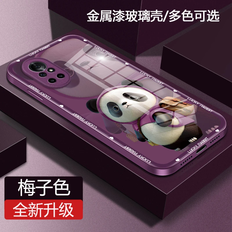 适用华为nova8手机壳nova8se液态玻璃8pro保护套背包熊猫时尚潮牌