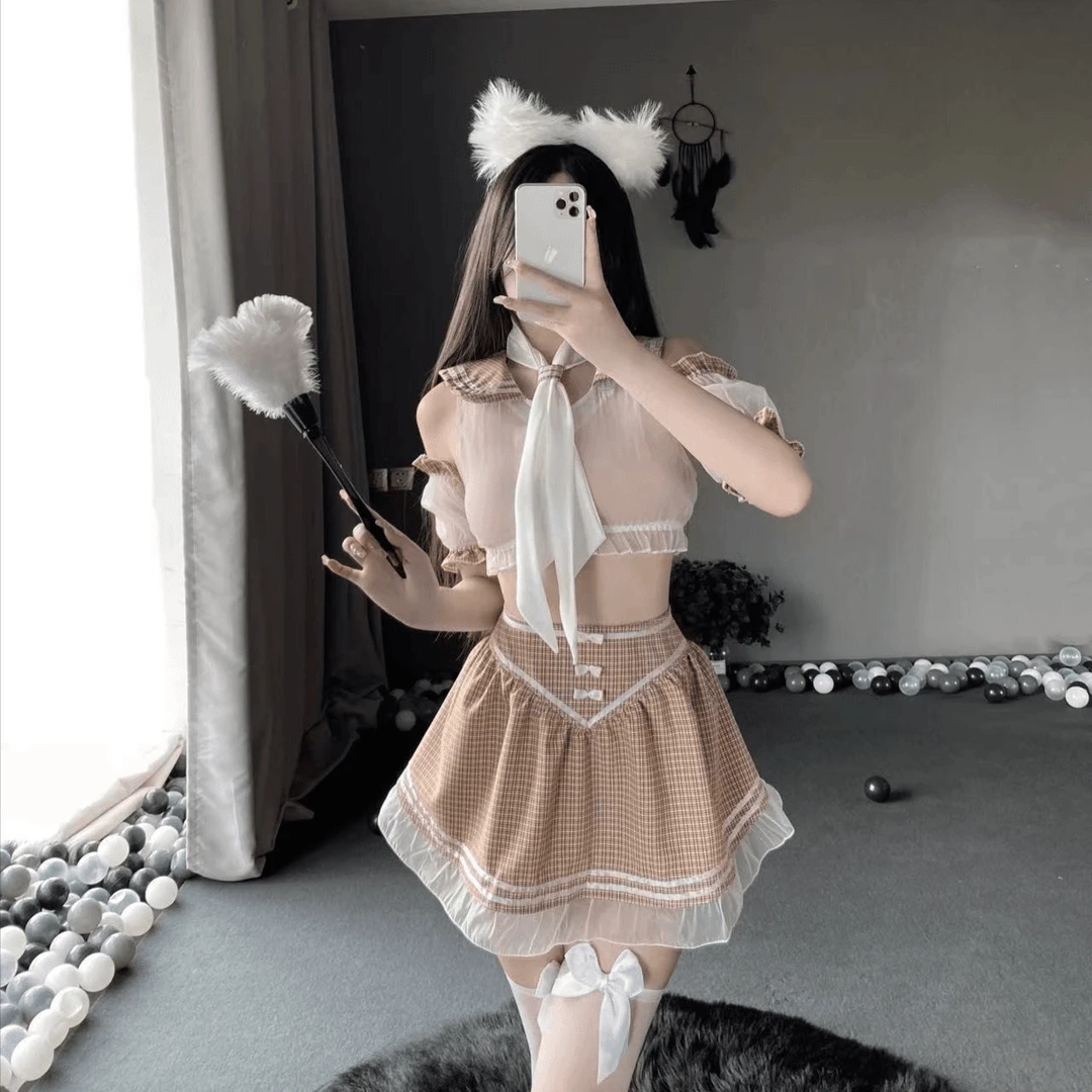 女士睡衣纯欲风清纯学妹家居服短裙两件套套装