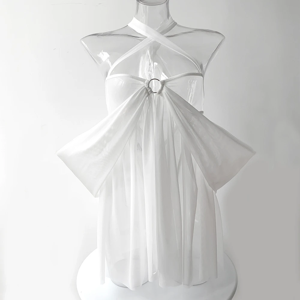 情侣约会必备性感女内衣诱惑纯欲吊带睡裙夫妻家居服睡衣服装白色