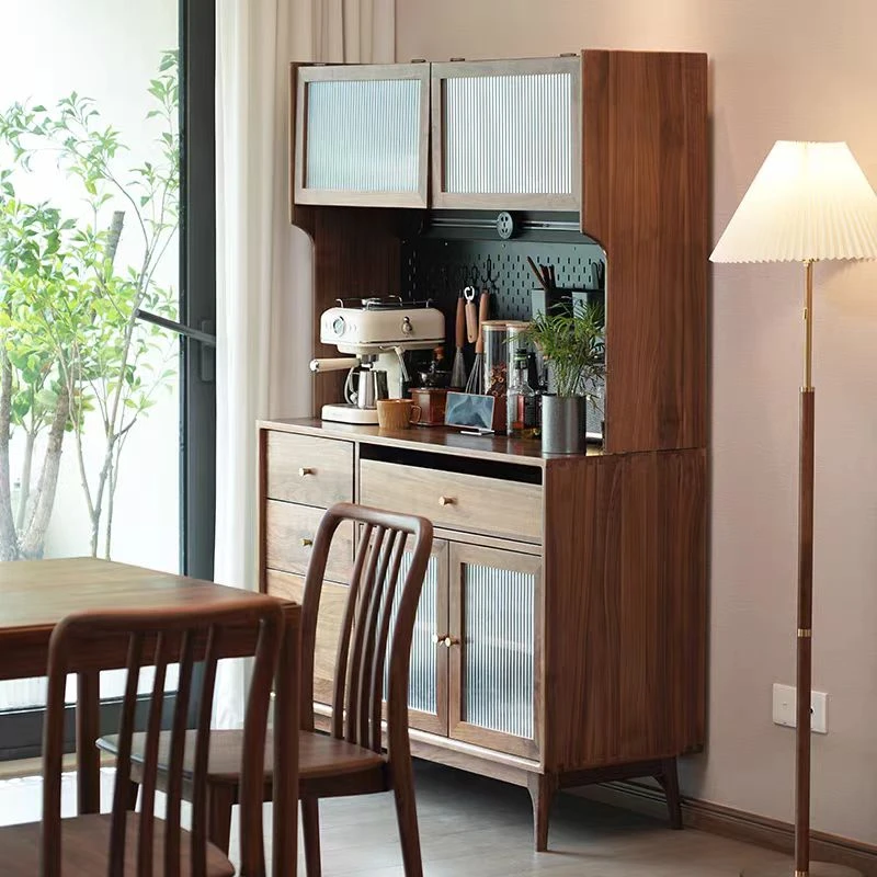 北美黑胡桃餐边柜美式轻奢新中式客厅家用简约北欧餐厅