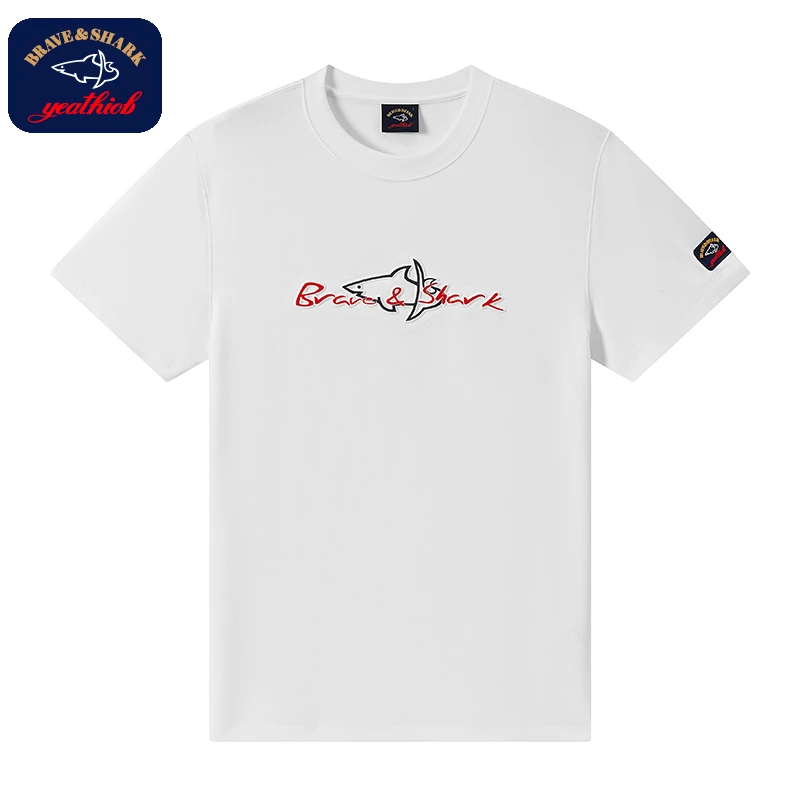 BRAVESHARK/勇士鲨鱼男士夏季高克重休闲百搭速干刺绣T恤 6208