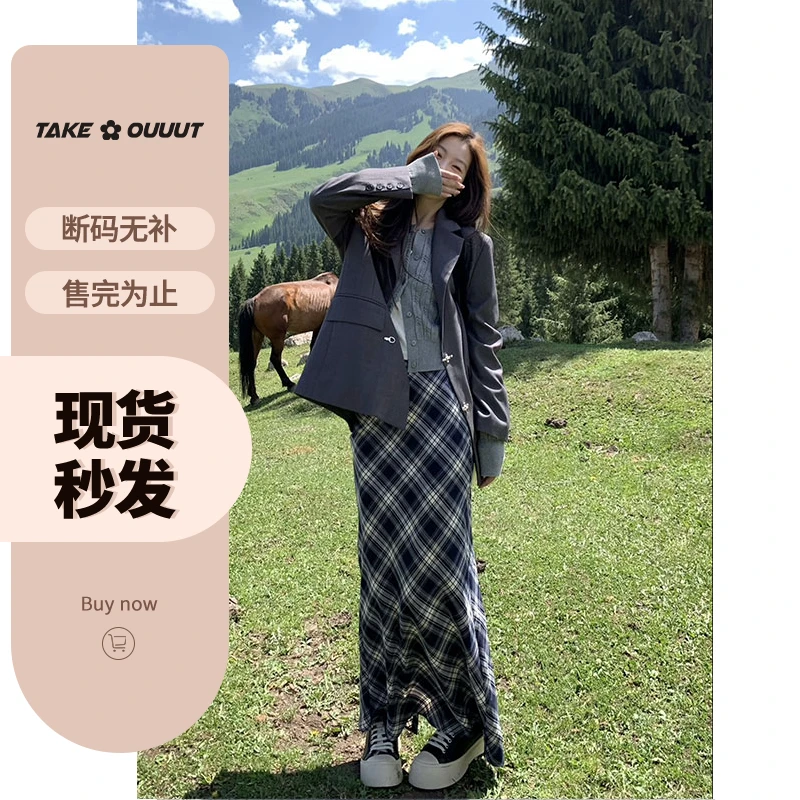 外卖到了【杂志社】早秋设计感百搭廓形灰色西装-WM3GSE01