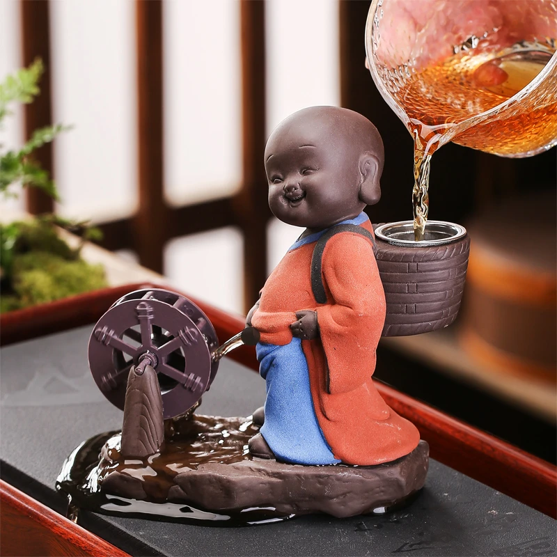 创意紫砂茶宠茶玩家用功夫茶具茶道茶漏过滤组茶盘桌喷水尿童摆件