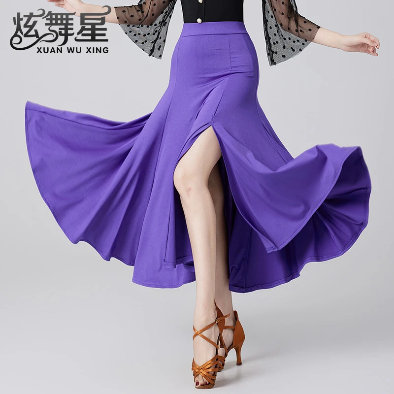 高级感拉丁舞裙2025新款成人国标舞蹈半身裙华尔兹演出表演长裙女